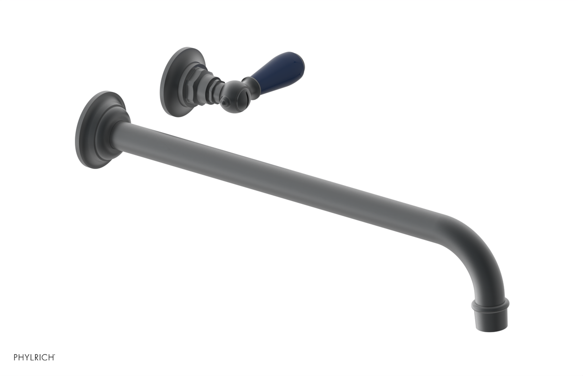 JAMESTOWN Single Handle Wall Lavatory Set - 14" Spout with "Navy Blue" Accents 165-16-14