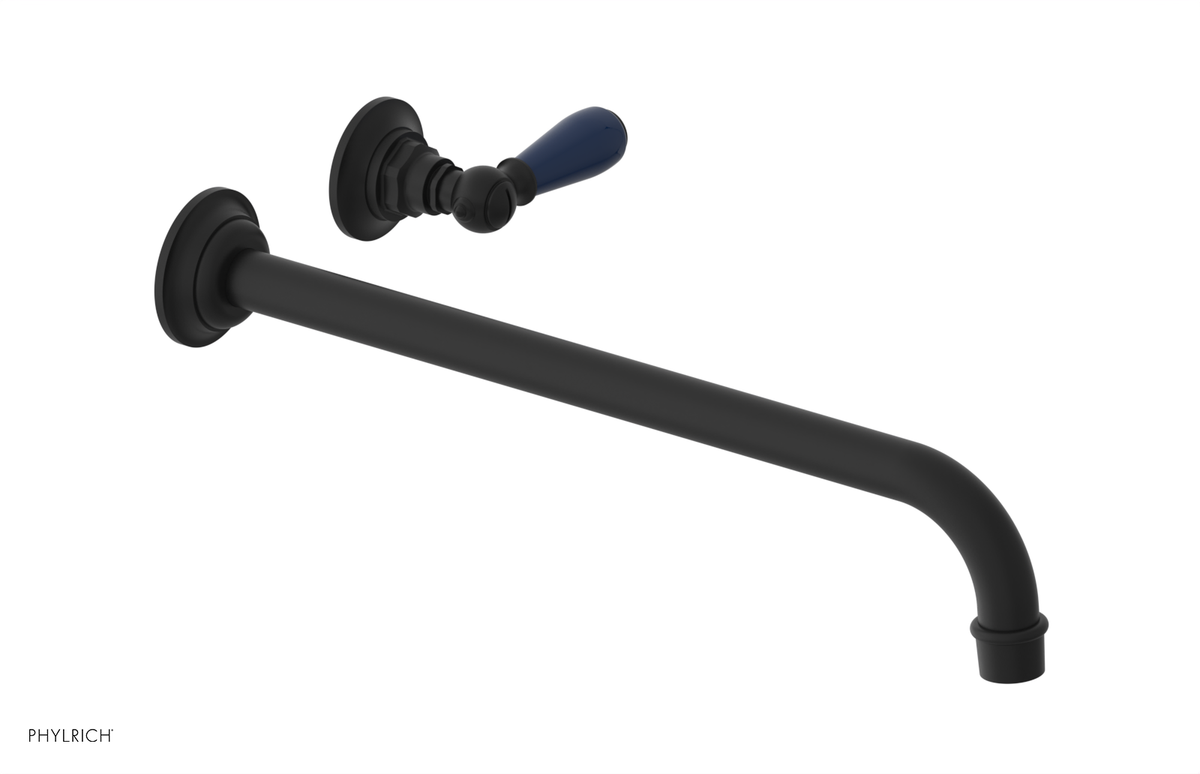 JAMESTOWN Single Handle Wall Lavatory Set - 14" Spout with "Navy Blue" Accents 165-16-14