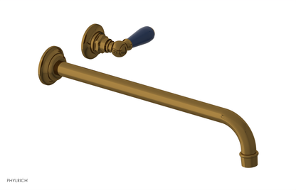 JAMESTOWN Single Handle Wall Lavatory Set - 14" Spout with "Navy Blue" Accents 165-16-14