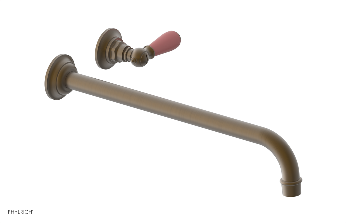 JAMESTOWN Single Handle Wall Lavatory Set - 14" Spout with "Pink" Accents 165-16-14