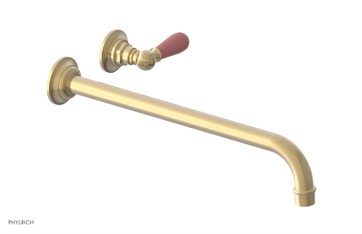 JAMESTOWN Single Handle Wall Lavatory Set - 14" Spout with "Pink" Accents 165-16-14