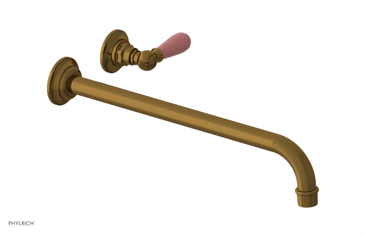 JAMESTOWN Single Handle Wall Lavatory Set - 14" Spout with "Pink" Accents 165-16-14