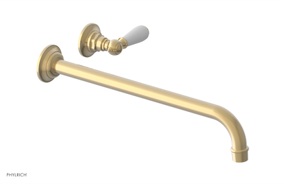 JAMESTOWN Single Handle Wall Lavatory Set - 14" Spout with "White" Accents 165-16-14