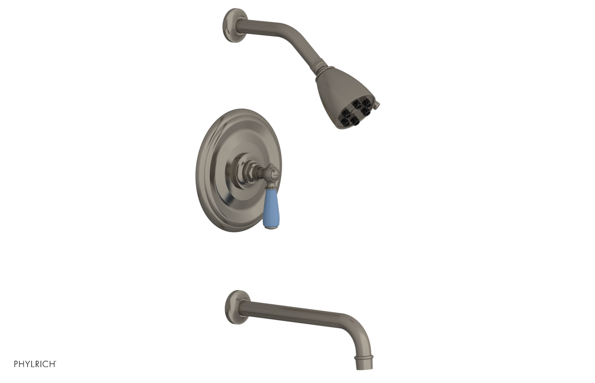 JAMESTOWN - 10" Pressure Balance Tub & Shower Set - Lever Handle with "Light Blue" Accents 165-27-10