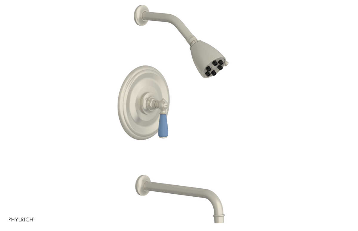 JAMESTOWN - 10" Pressure Balance Tub & Shower Set - Lever Handle with "Light Blue" Accents 165-27-10