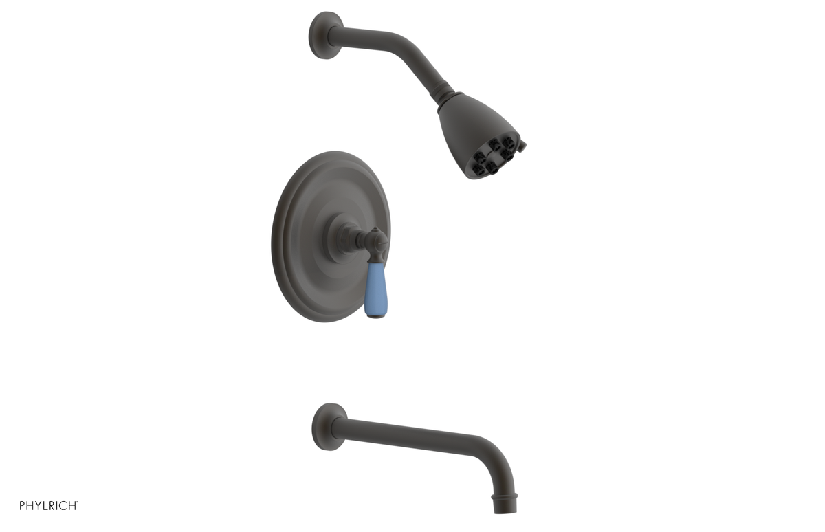 JAMESTOWN - 10" Pressure Balance Tub & Shower Set - Lever Handle with "Light Blue" Accents 165-27-10