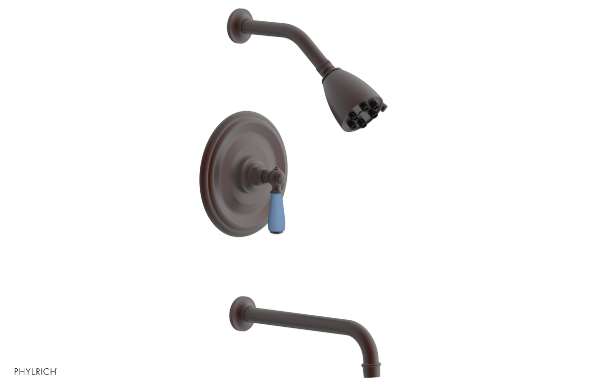 JAMESTOWN - 10" Pressure Balance Tub & Shower Set - Lever Handle with "Light Blue" Accents 165-27-10