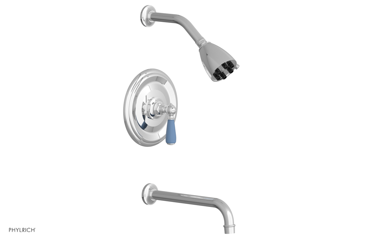JAMESTOWN - 10" Pressure Balance Tub & Shower Set - Lever Handle with "Light Blue" Accents 165-27-10