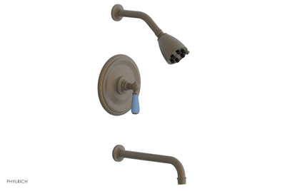 JAMESTOWN - 10" Pressure Balance Tub & Shower Set - Lever Handle with "Light Blue" Accents 165-27-10