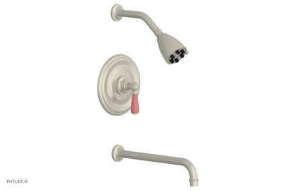 JAMESTOWN - 12" Pressure Balance Tub & Shower Set - Lever Handle with "Pink" Accents 165-27-12