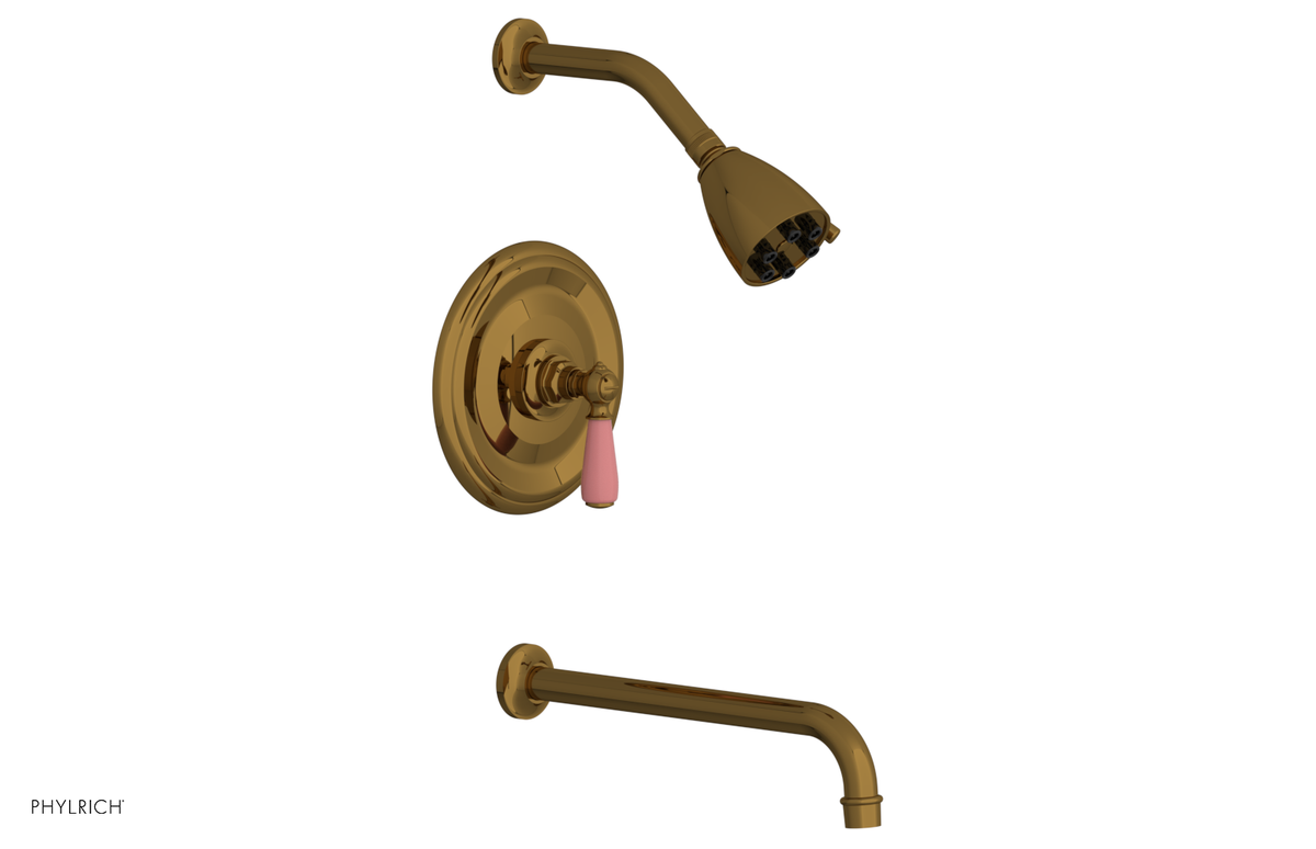 JAMESTOWN - 12" Pressure Balance Tub & Shower Set - Lever Handle with "Pink" Accents 165-27-12
