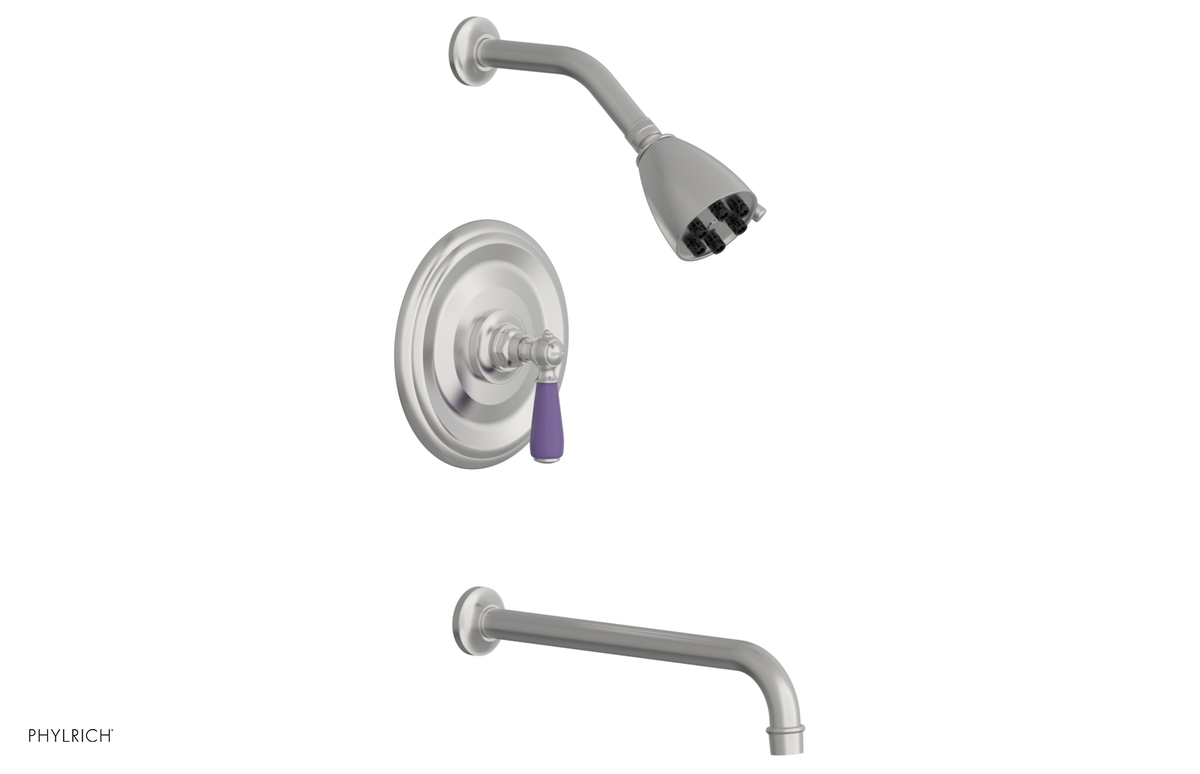 JAMESTOWN - 12" Pressure Balance Tub & Shower Set - Lever Handle with "Purple" Accents 165-27-12