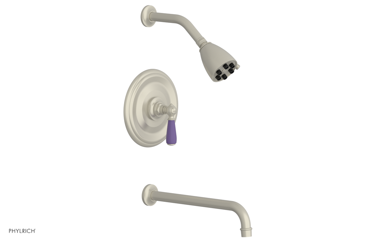 JAMESTOWN - 12" Pressure Balance Tub & Shower Set - Lever Handle with "Purple" Accents 165-27-12