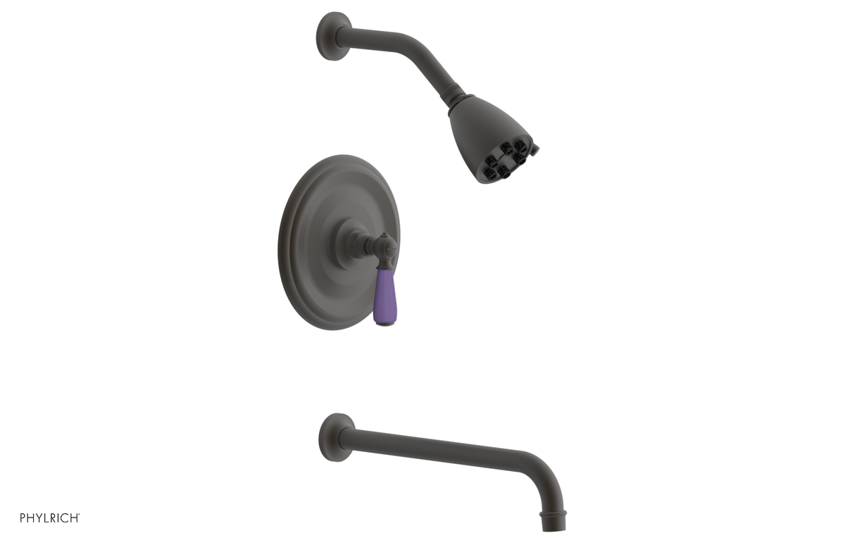JAMESTOWN - 12" Pressure Balance Tub & Shower Set - Lever Handle with "Purple" Accents 165-27-12