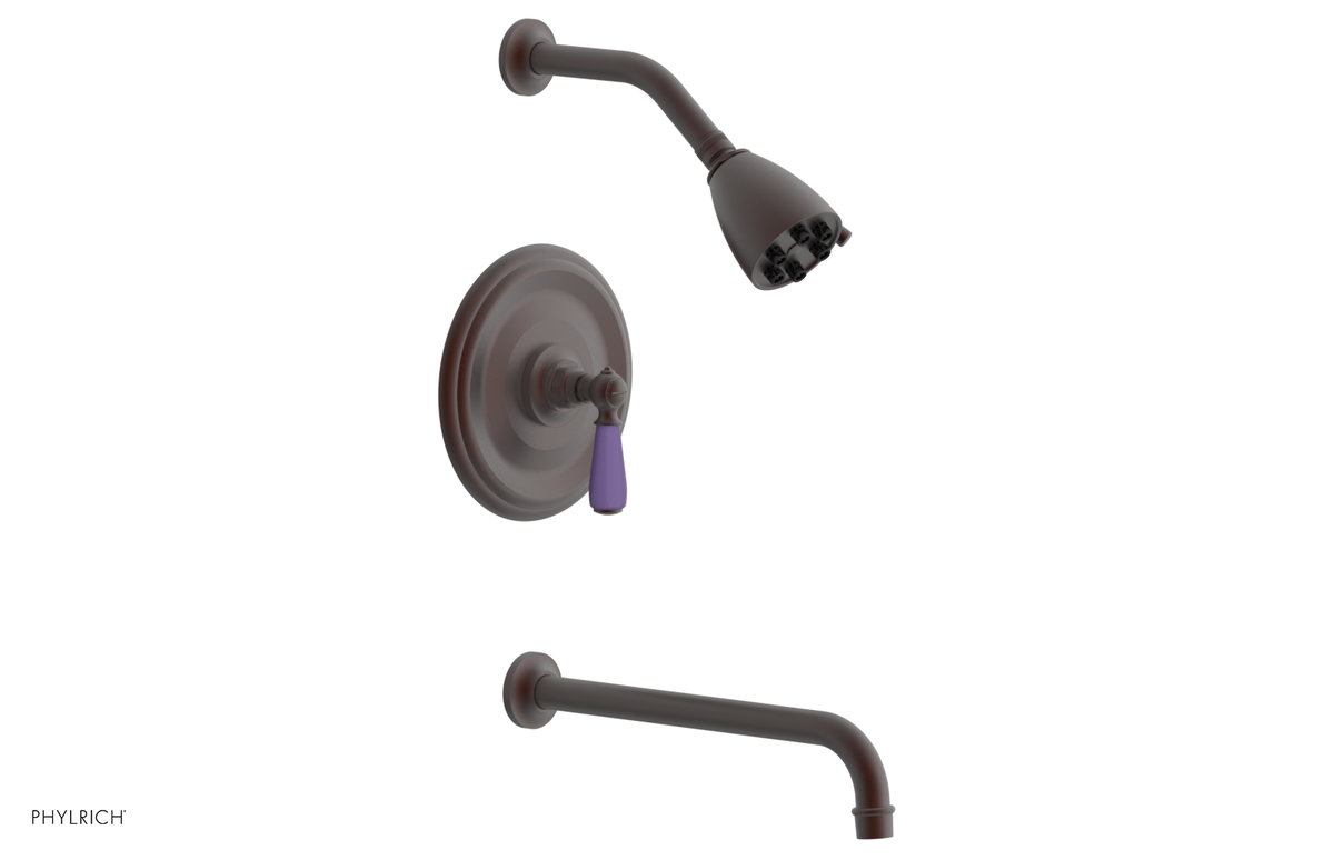 JAMESTOWN - 12" Pressure Balance Tub & Shower Set - Lever Handle with "Purple" Accents 165-27-12
