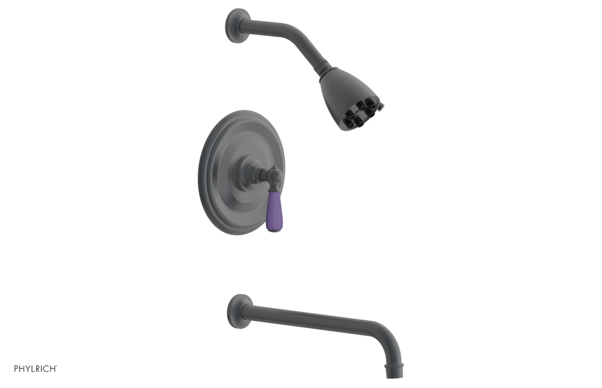 JAMESTOWN - 12" Pressure Balance Tub & Shower Set - Lever Handle with "Purple" Accents 165-27-12