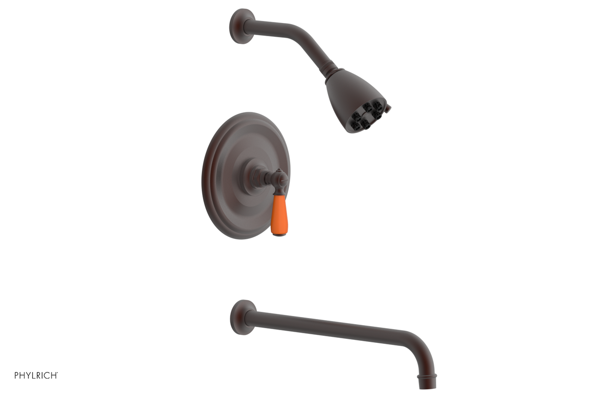 JAMESTOWN - 14" Pressure Balance Tub & Shower Set - Lever Handle with "Orange" Accents 165-27-14