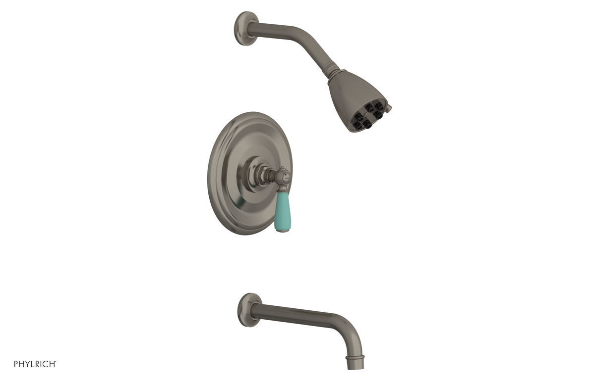 JAMESTOWN - Pressure Balance Tub & Shower Set - Lever Handle with "Turqoise" Accents 165-27