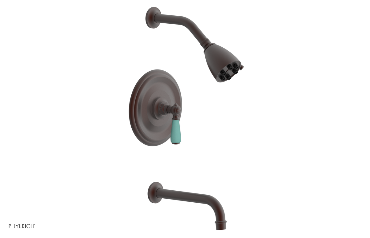 JAMESTOWN - Pressure Balance Tub & Shower Set - Lever Handle with "Turqoise" Accents 165-27
