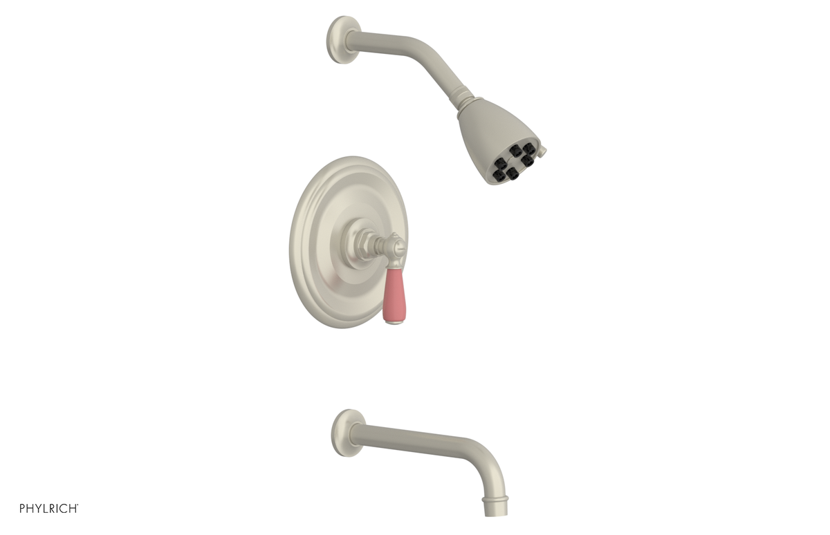 JAMESTOWN - Pressure Balance Tub & Shower Set - Lever Handle with "Pink" Accents 165-27