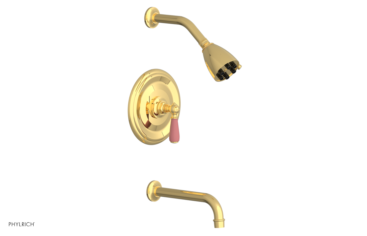 JAMESTOWN - Pressure Balance Tub & Shower Set - Lever Handle with "Pink" Accents 165-27