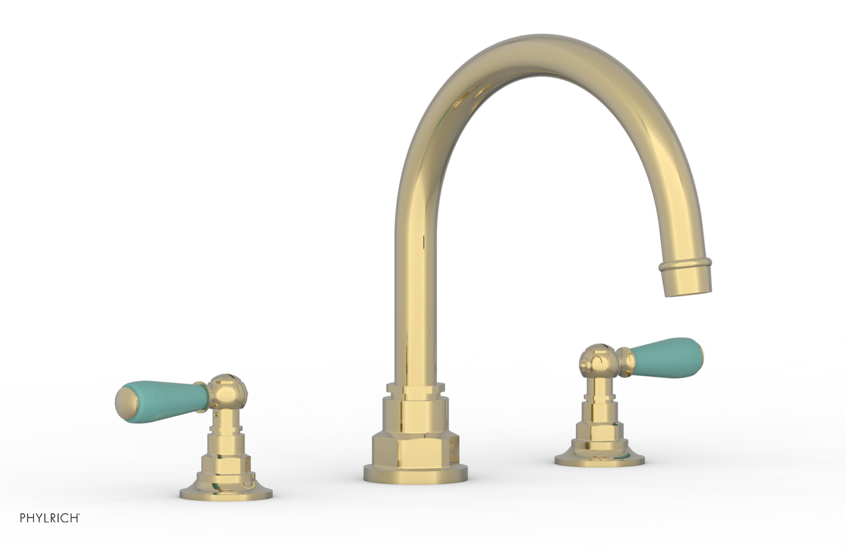JAMESTOWN - Deck Tub Set - Lever Handles with "Turqoise" Accents 165-41