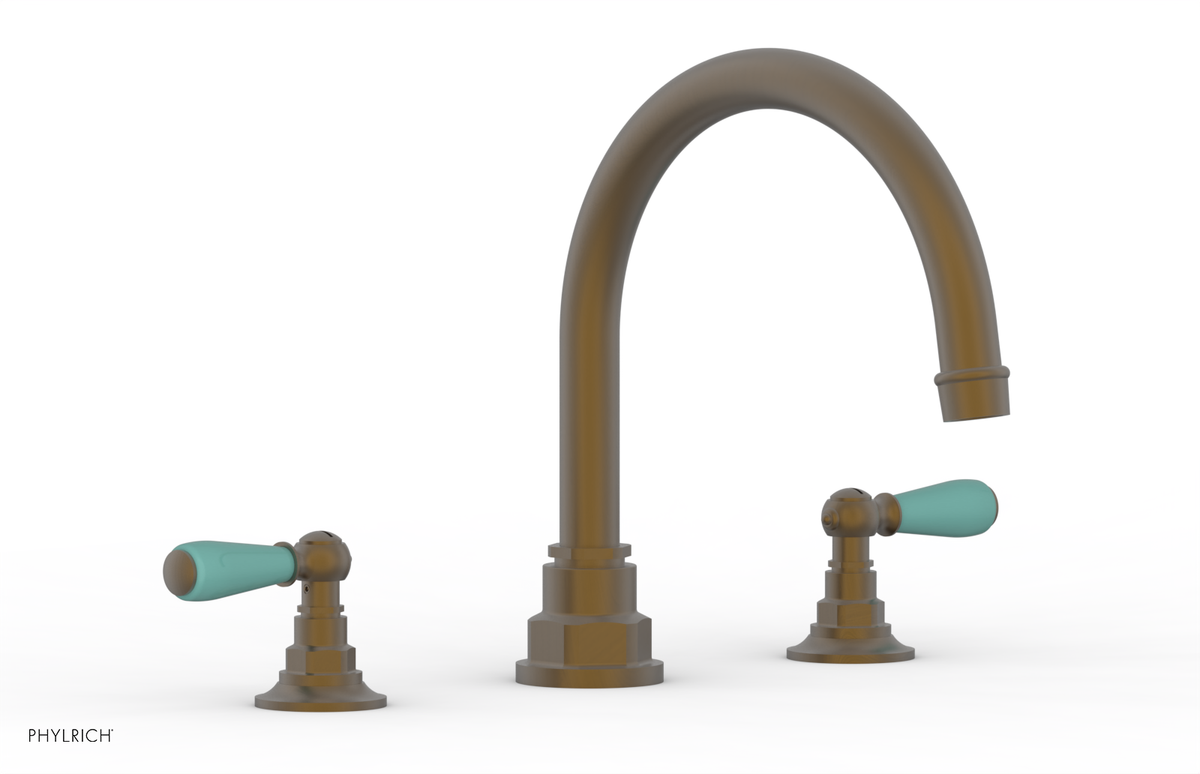 JAMESTOWN - Deck Tub Set - Lever Handles with "Turqoise" Accents 165-41