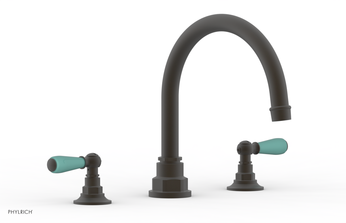 JAMESTOWN - Deck Tub Set - Lever Handles with "Turqoise" Accents 165-41