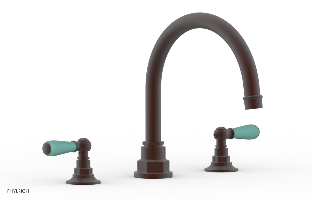 JAMESTOWN - Deck Tub Set - Lever Handles with "Turqoise" Accents 165-41