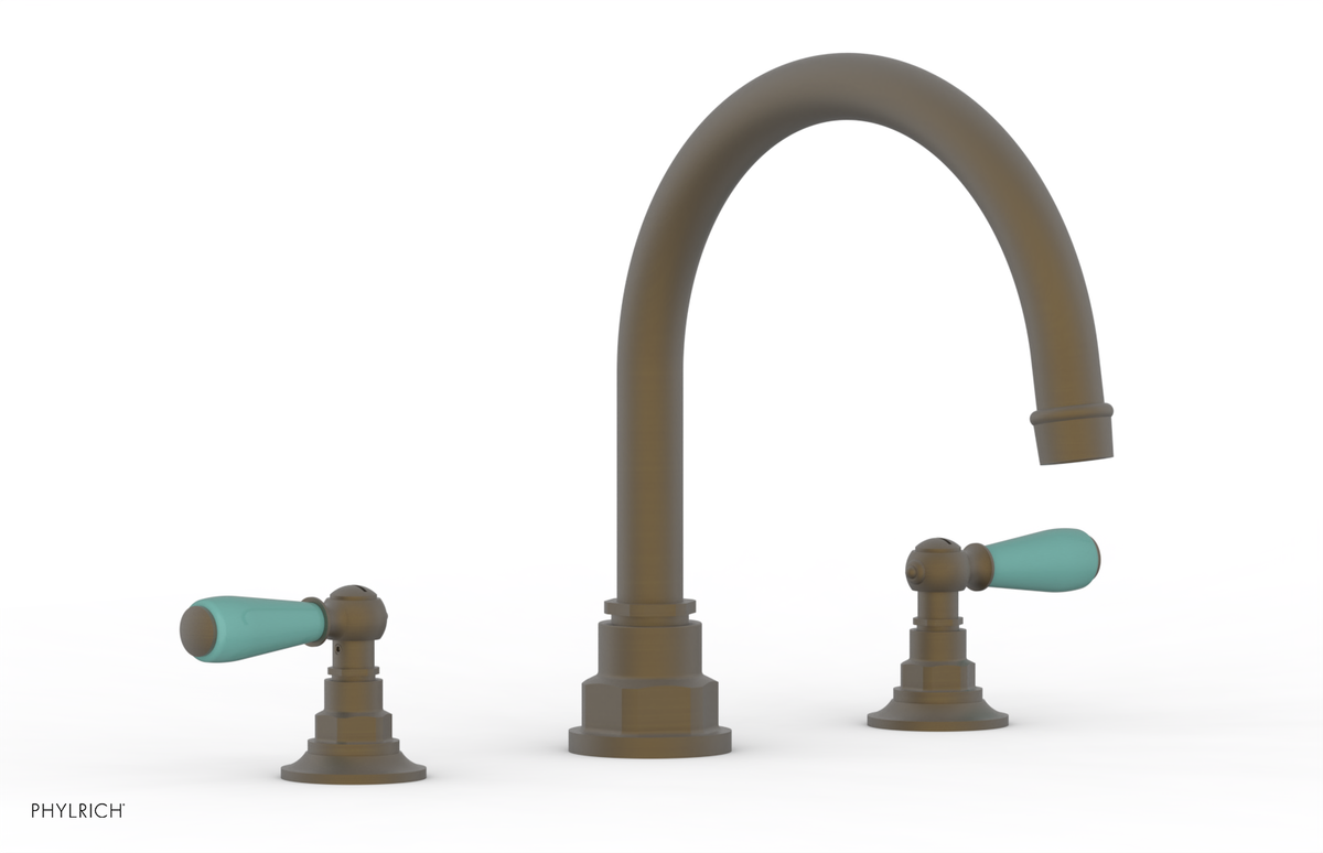 JAMESTOWN - Deck Tub Set - Lever Handles with "Turqoise" Accents 165-41