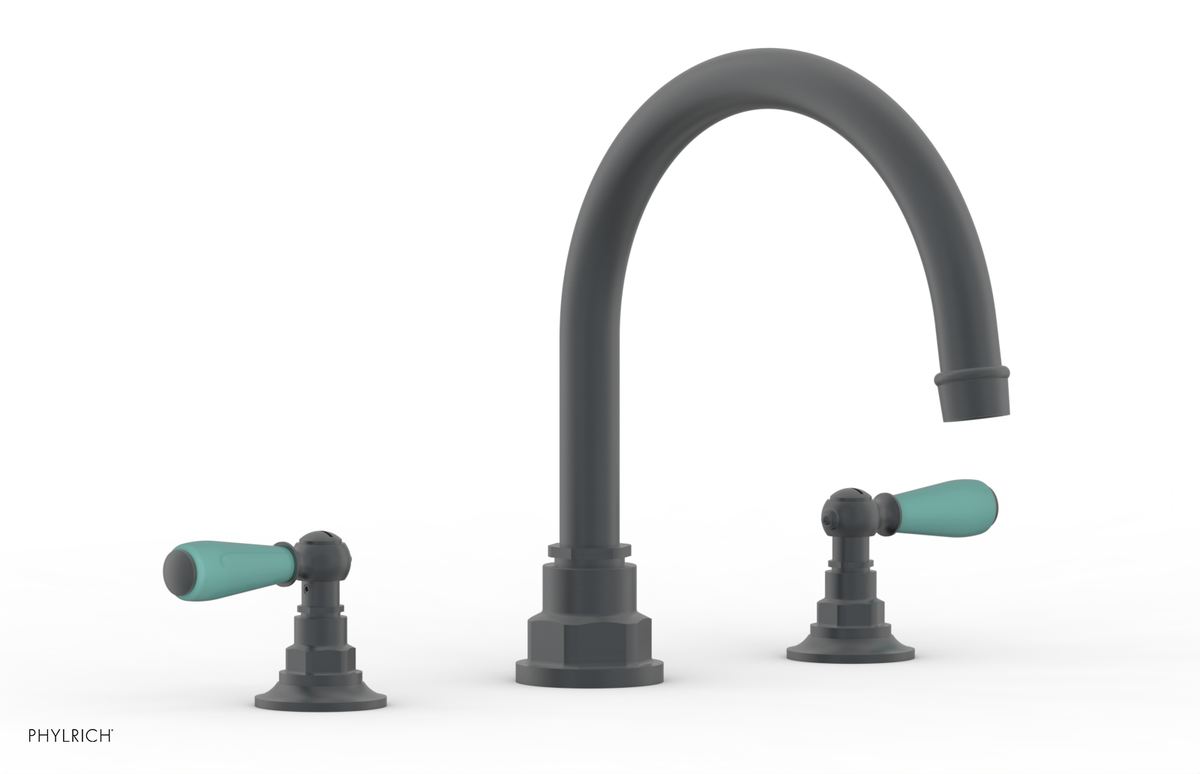 JAMESTOWN - Deck Tub Set - Lever Handles with "Turqoise" Accents 165-41
