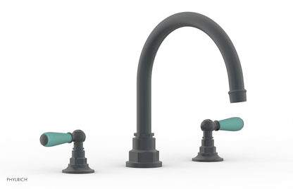 JAMESTOWN - Deck Tub Set - Lever Handles with "Turqoise" Accents 165-41