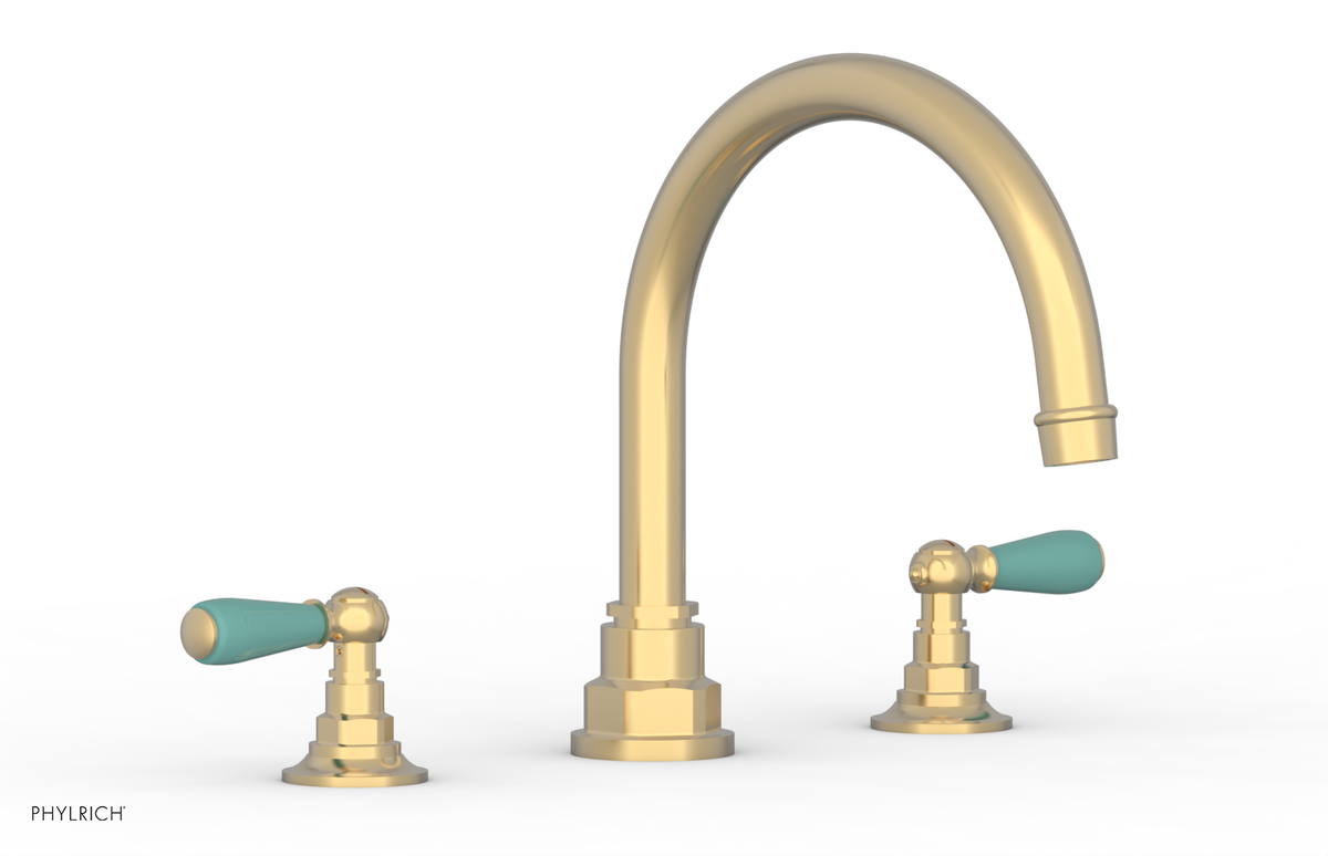 JAMESTOWN - Deck Tub Set - Lever Handles with "Turqoise" Accents 165-41