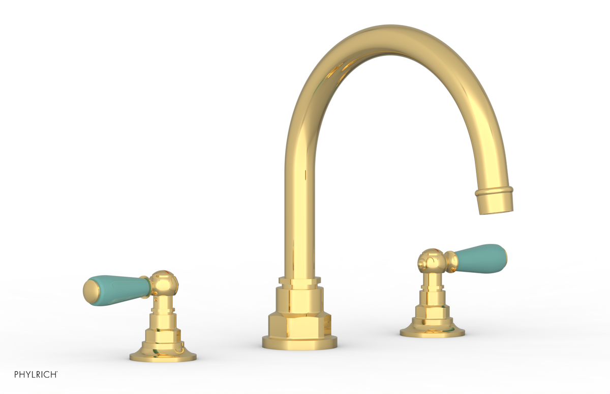 JAMESTOWN - Deck Tub Set - Lever Handles with "Turqoise" Accents 165-41