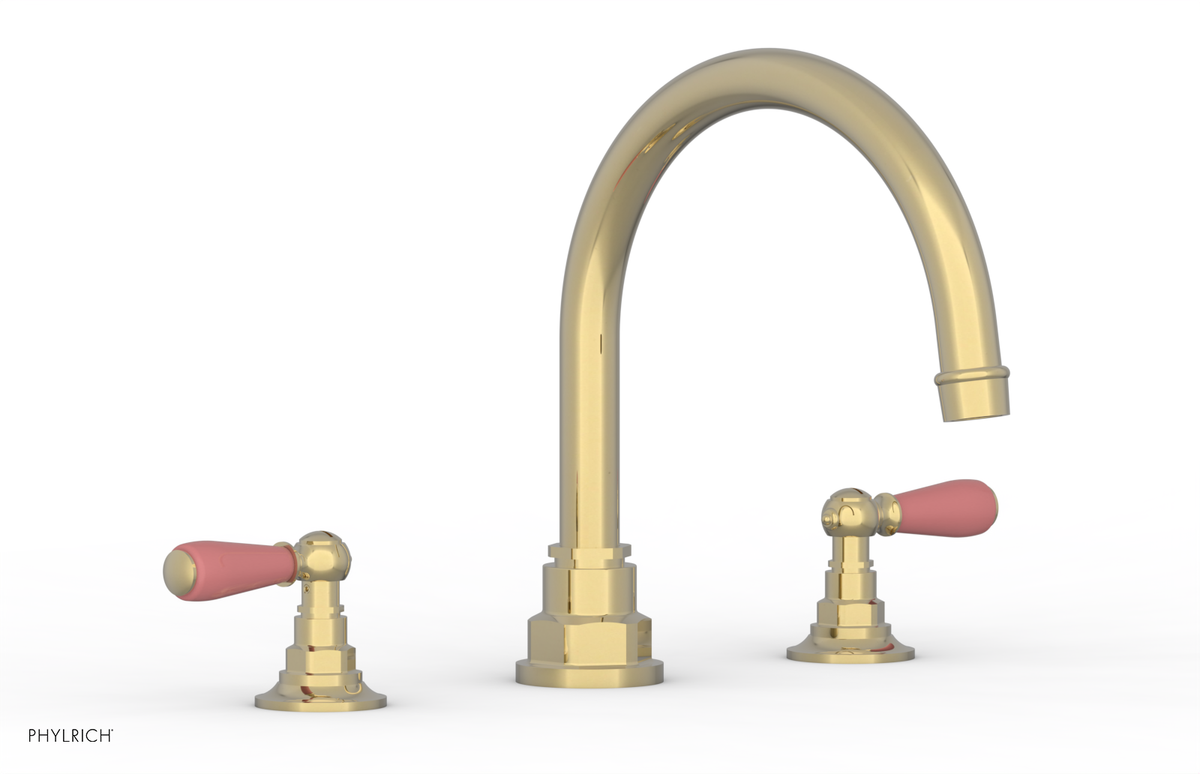 JAMESTOWN - Deck Tub Set - Lever Handles with "Pink" Accents 165-41