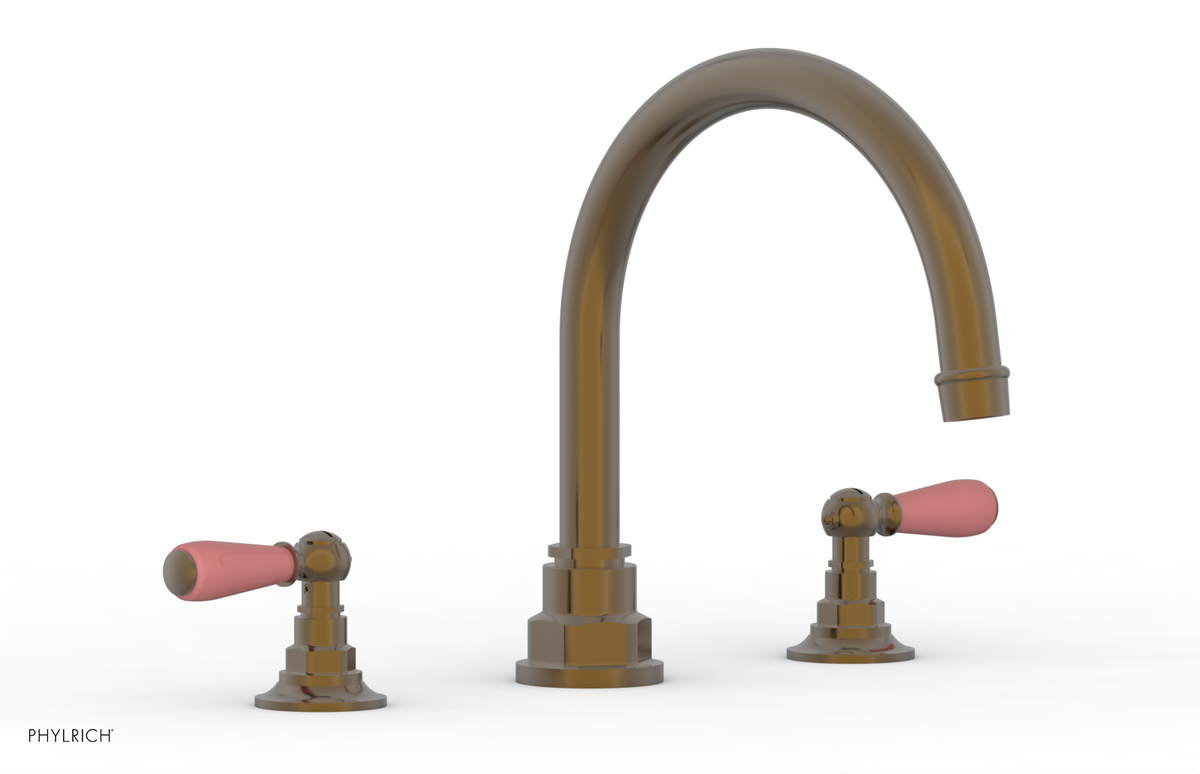 JAMESTOWN - Deck Tub Set - Lever Handles with "Pink" Accents 165-41
