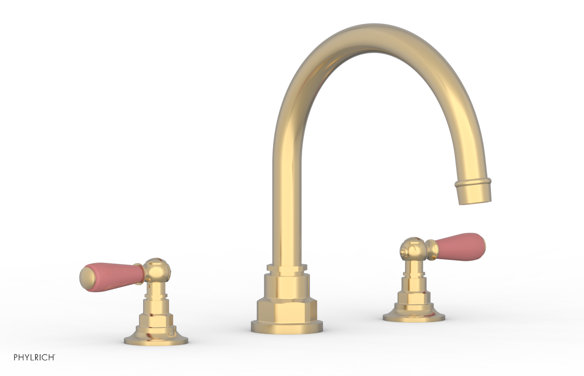 JAMESTOWN - Deck Tub Set - Lever Handles with "Pink" Accents 165-41