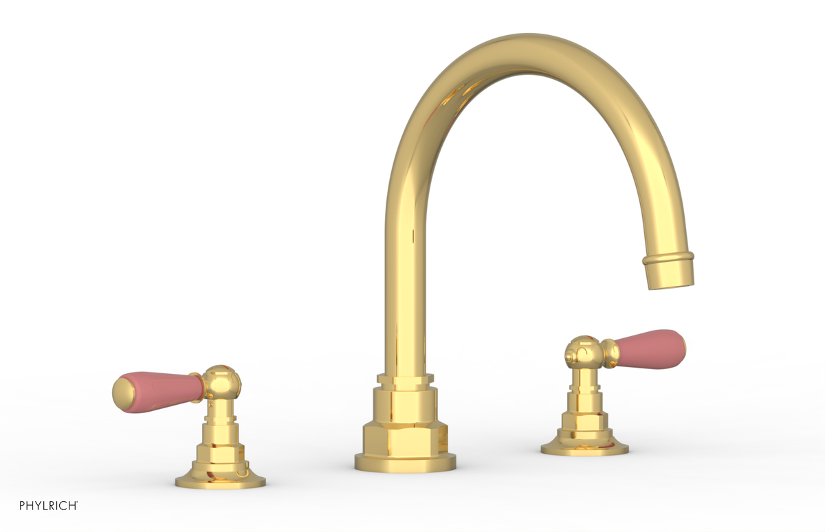 JAMESTOWN - Deck Tub Set - Lever Handles with "Pink" Accents 165-41