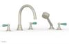 JAMESTOWN - Deck Tub Set with Hand Shower - Lever Handles with "Turqoise" Accents 165-49