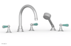 JAMESTOWN - Deck Tub Set with Hand Shower - Lever Handles with "Turqoise" Accents 165-49