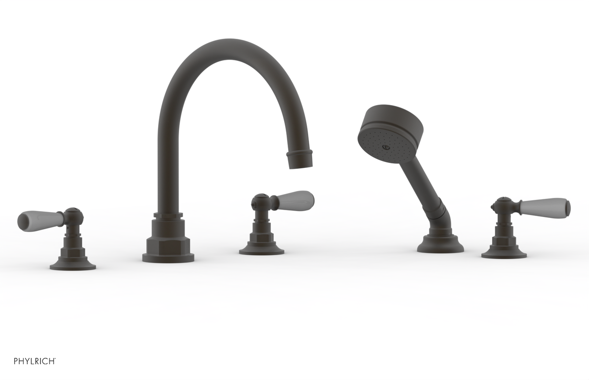 JAMESTOWN - Deck Tub Set with Hand Shower - Lever Handles with "Grey" Accents 165-49