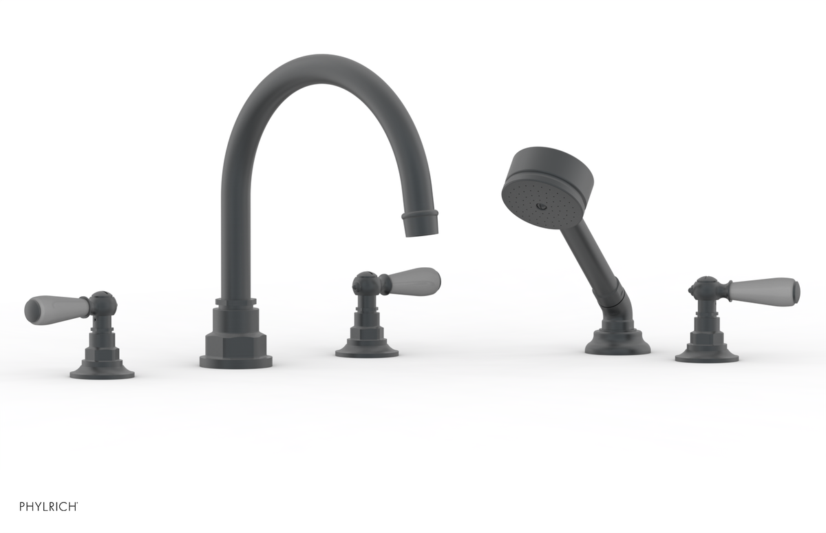 JAMESTOWN - Deck Tub Set with Hand Shower - Lever Handles with "Grey" Accents 165-49