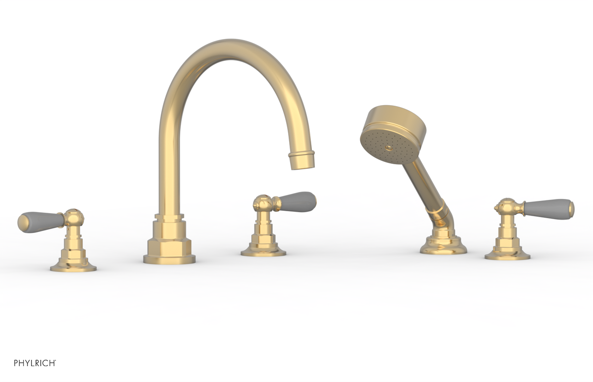 JAMESTOWN - Deck Tub Set with Hand Shower - Lever Handles with "Grey" Accents 165-49