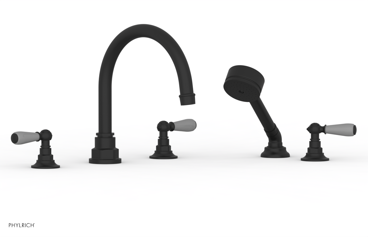 JAMESTOWN - Deck Tub Set with Hand Shower - Lever Handles with "Grey" Accents 165-49