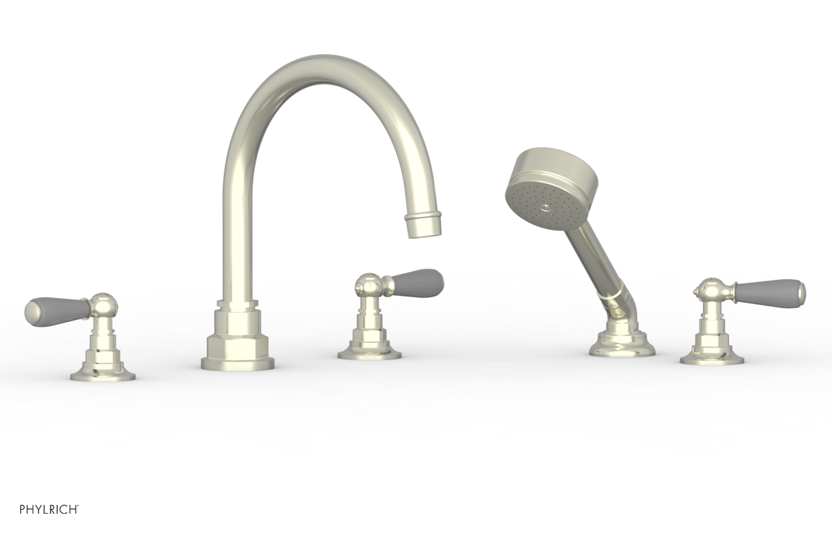 JAMESTOWN - Deck Tub Set with Hand Shower - Lever Handles with "Grey" Accents 165-49