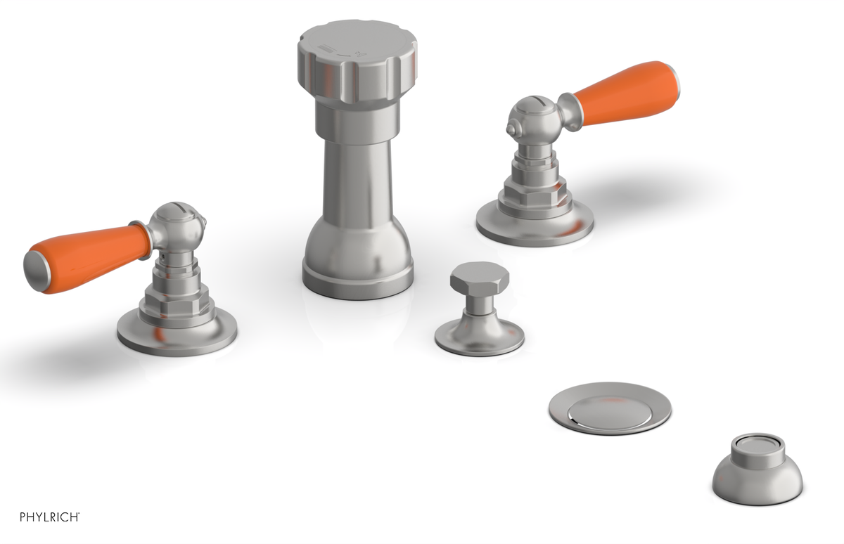 JAMESTOWN - Four Hole Bidet Set - Lever Handles with "Orange" Accents 165-61