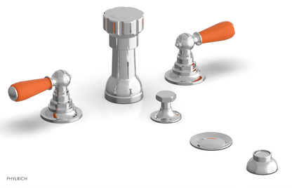 JAMESTOWN - Four Hole Bidet Set - Lever Handles with "Orange" Accents 165-61