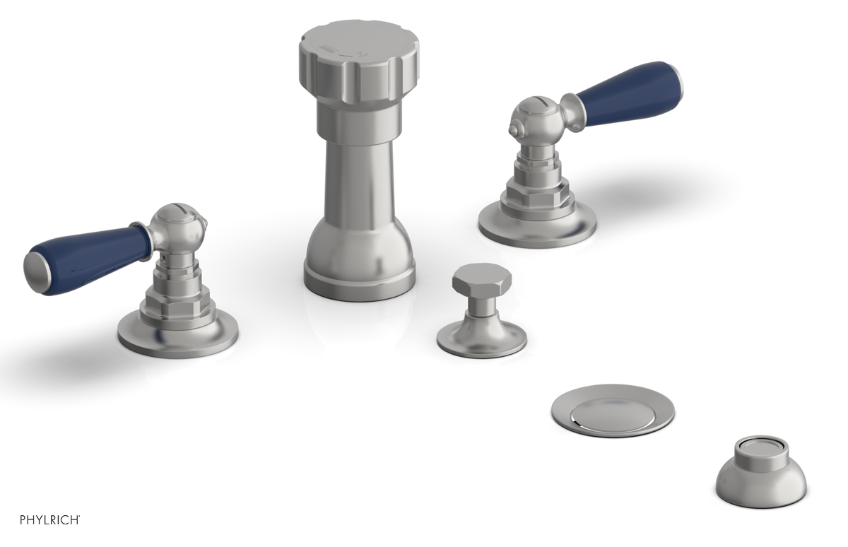 JAMESTOWN - Four Hole Bidet Set - Lever Handles with "Navy Blue" Accents 165-61