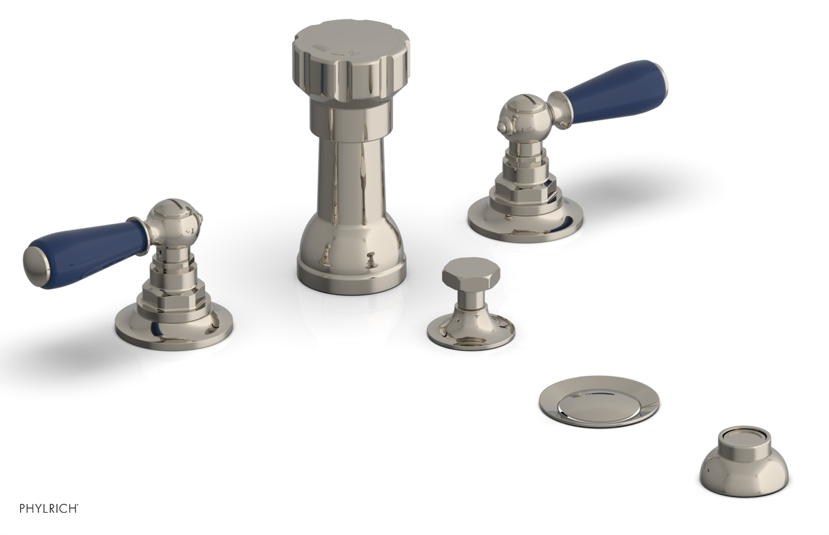 JAMESTOWN - Four Hole Bidet Set - Lever Handles with "Navy Blue" Accents 165-61
