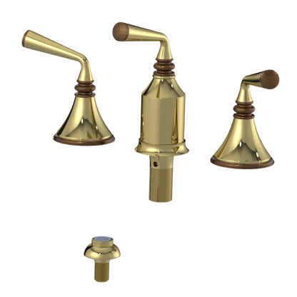 Rubinet Bidet Fitting with Spray, Diverter, and Vacum Breaker (Less Drain) Natural Brass